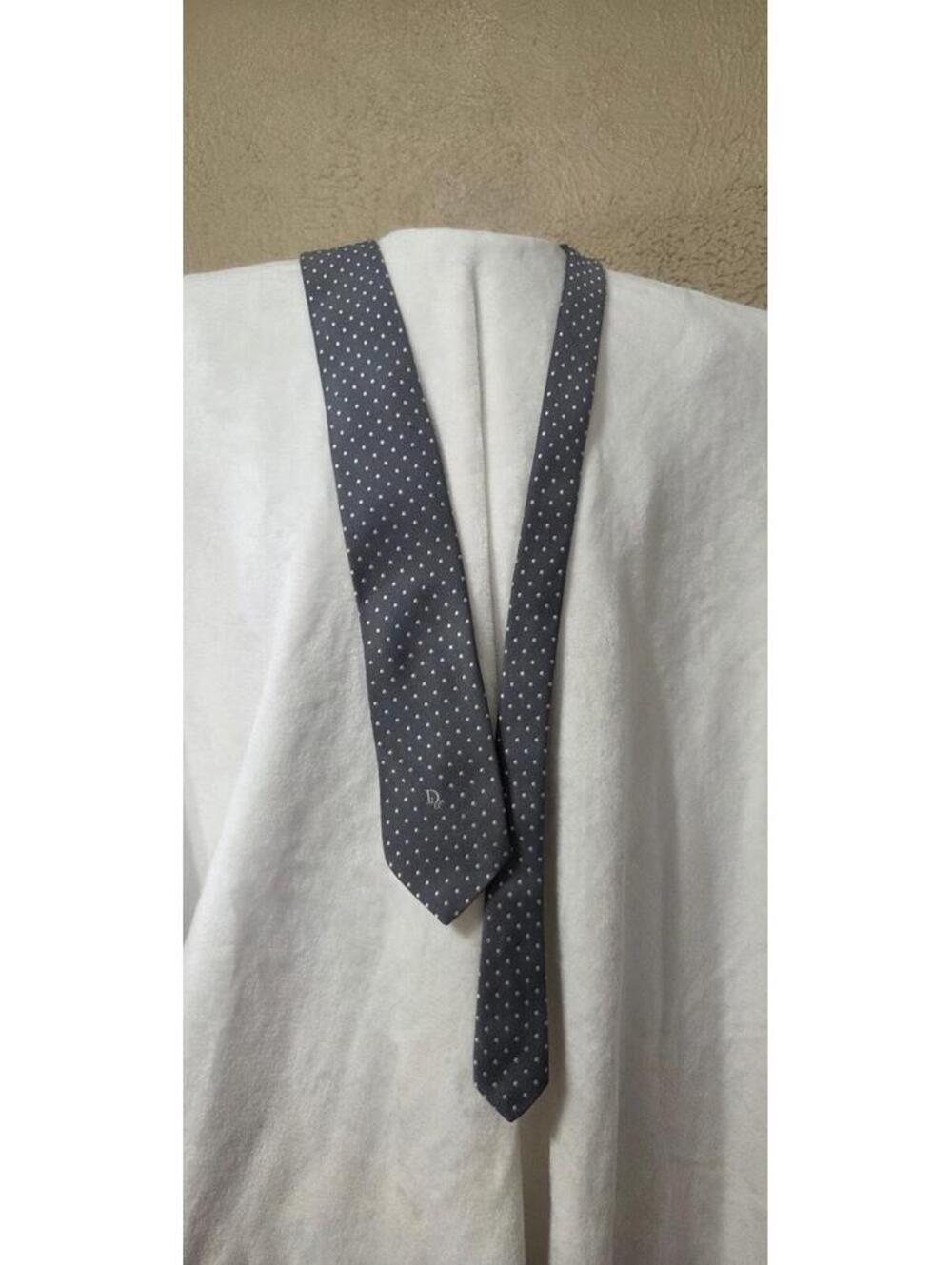 Christian Dior Gray & White Polka Dot Pattern Men's Tie